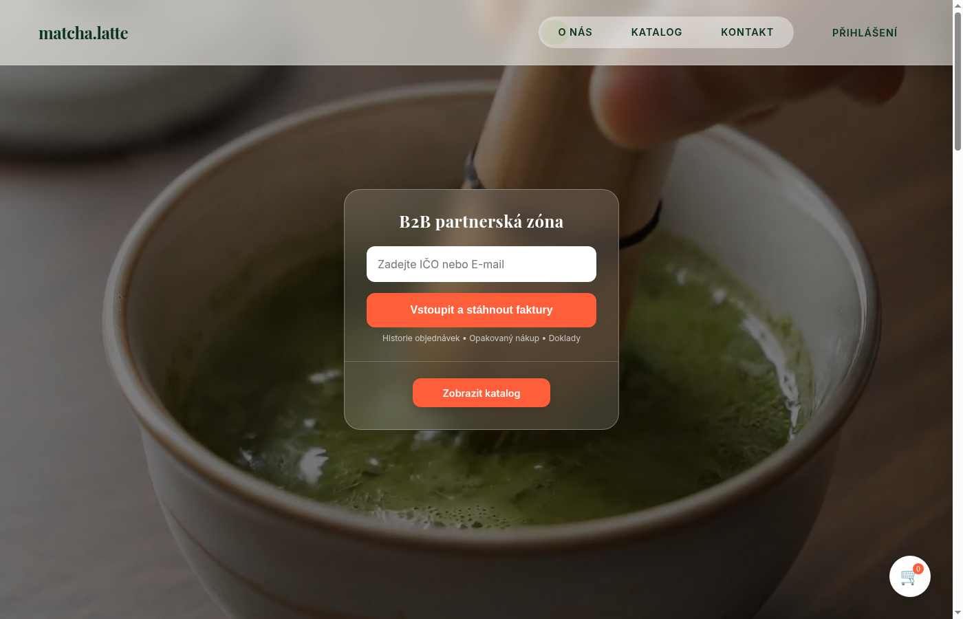 matcha.latte - B2B partnerská zóna a katalóg | Web Development Šimon Bomboš